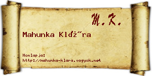 Mahunka Klára névjegykártya