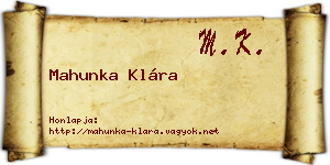 Mahunka Klára névjegykártya